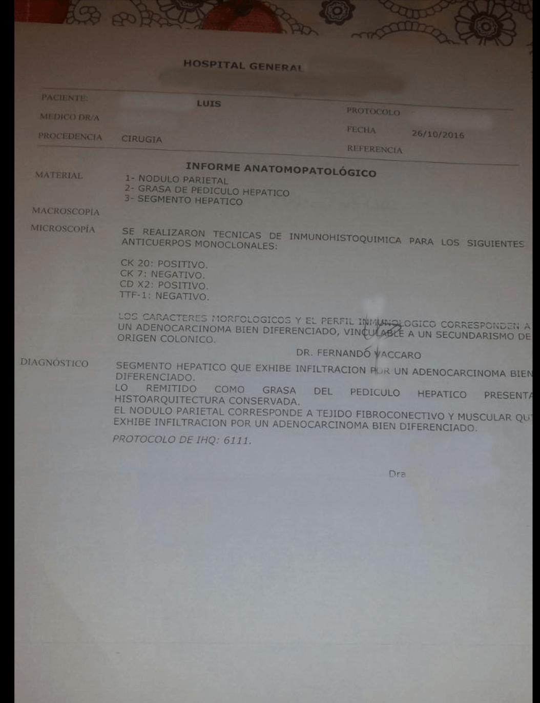 LifEscozul&reg; - Luis 1 - Cáncer de Cólon