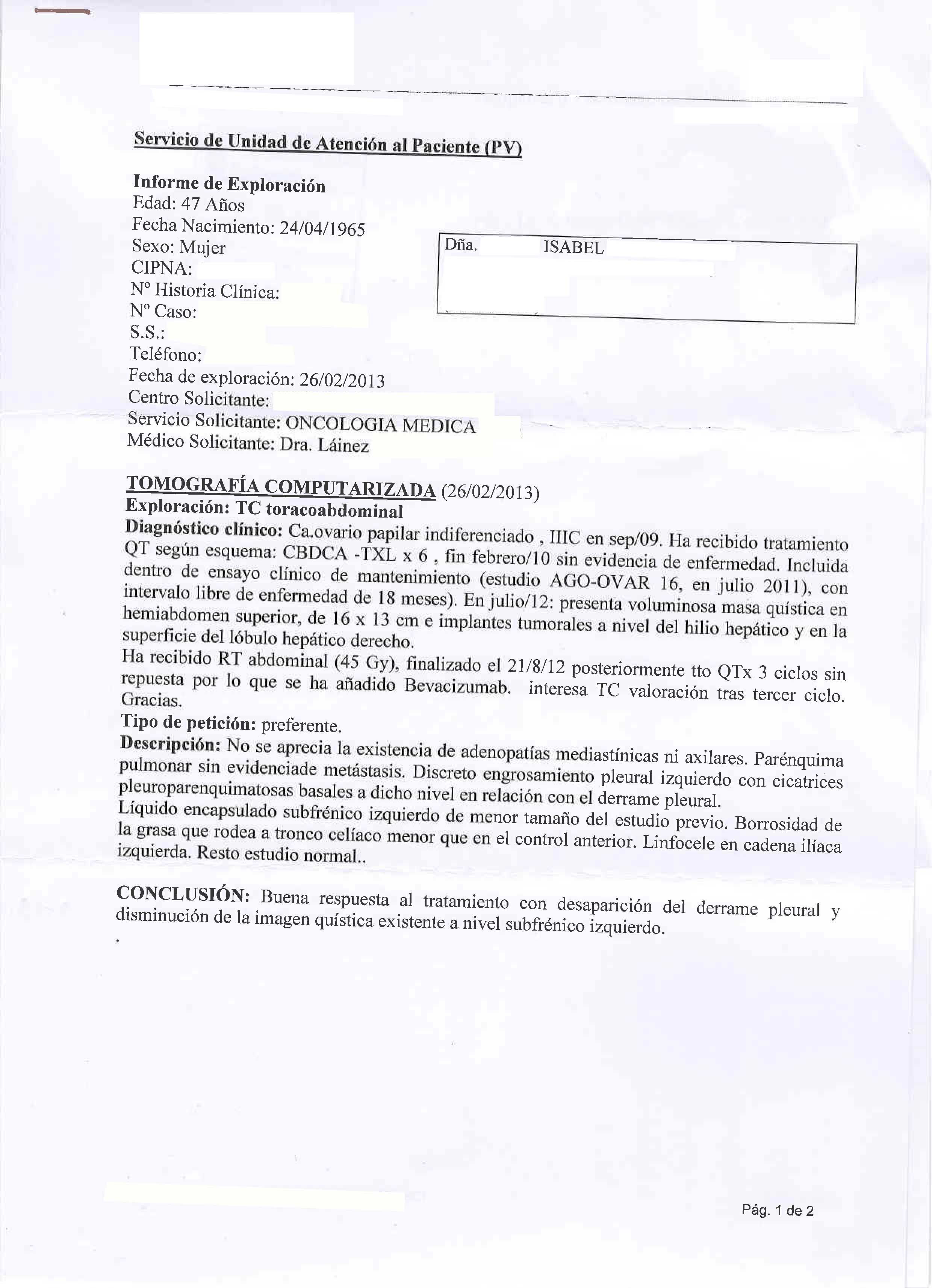 LifEscozul® - Isabel 5 - Cáncer de Ovarios
