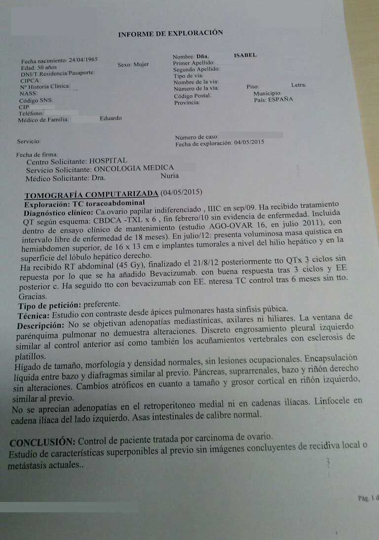 LifEscozul® - Isabel 7 - Cáncer de Ovarios