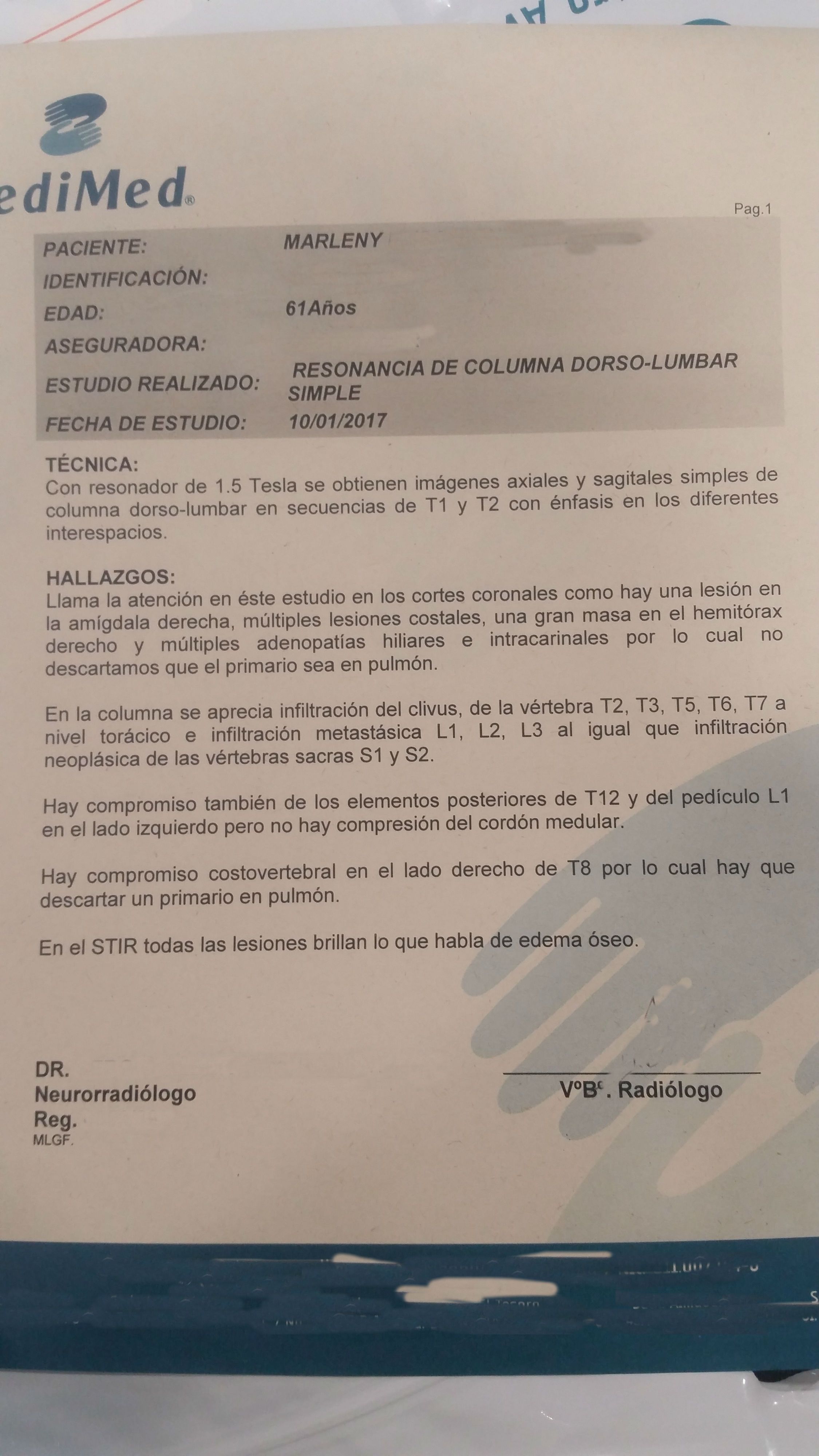 LifEscozul® - Marleny 1 - Cáncer de Pulmon