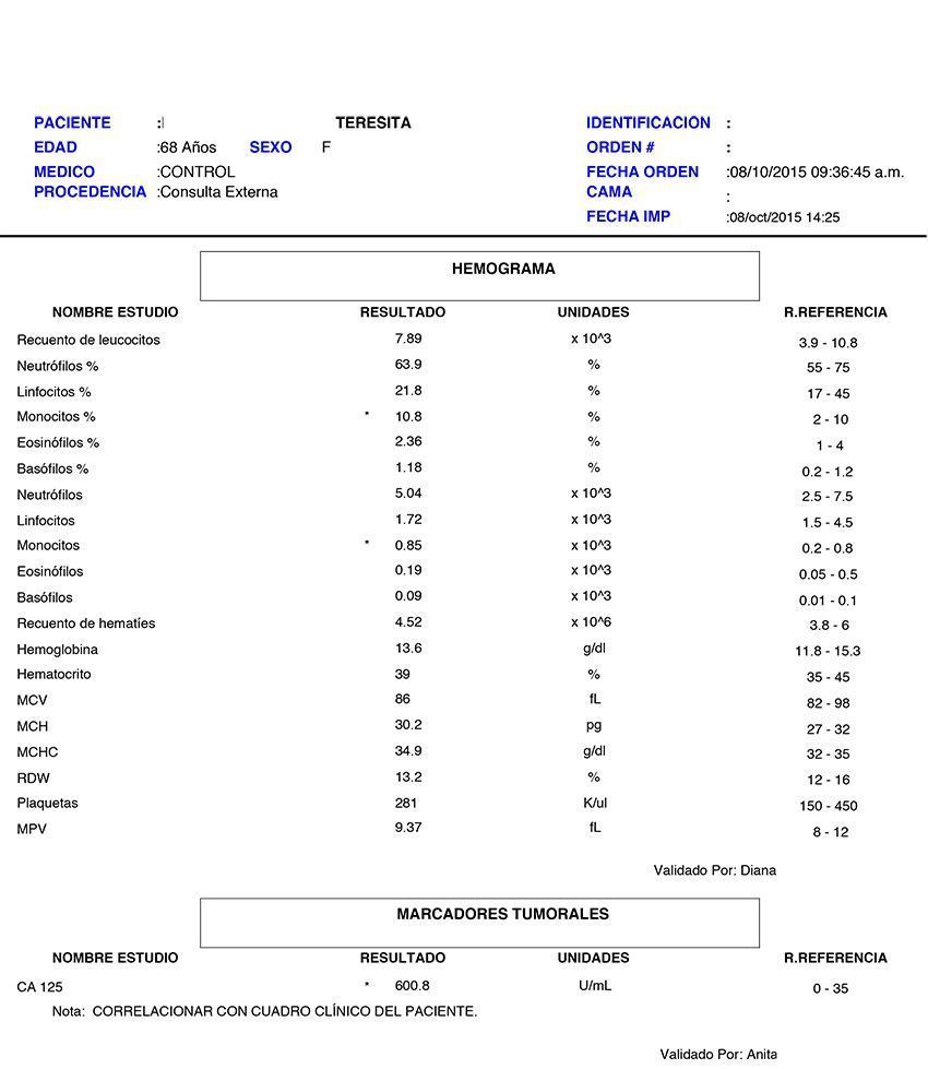 LifEscozul® - Teresita 1 - Cáncer de Ovarios
