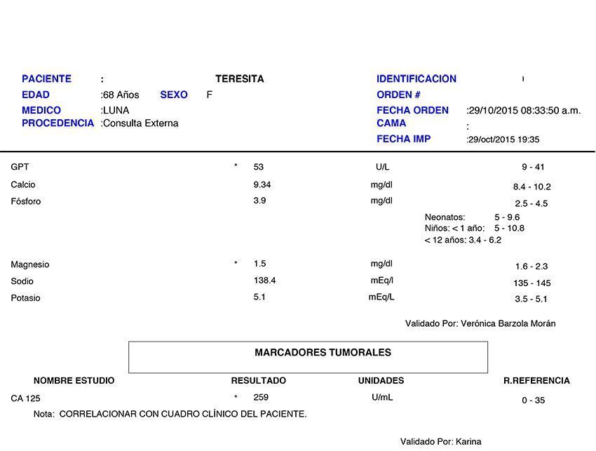 LifEscozul® - Teresita 4 - Cáncer de Ovarios