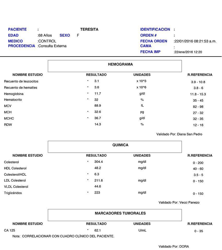 LifEscozul® - Teresita 5 - Cáncer de Ovarios