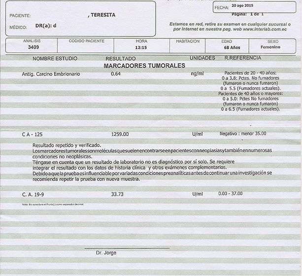 LifEscozul® - Teresita 9 - Cáncer de Ovarios